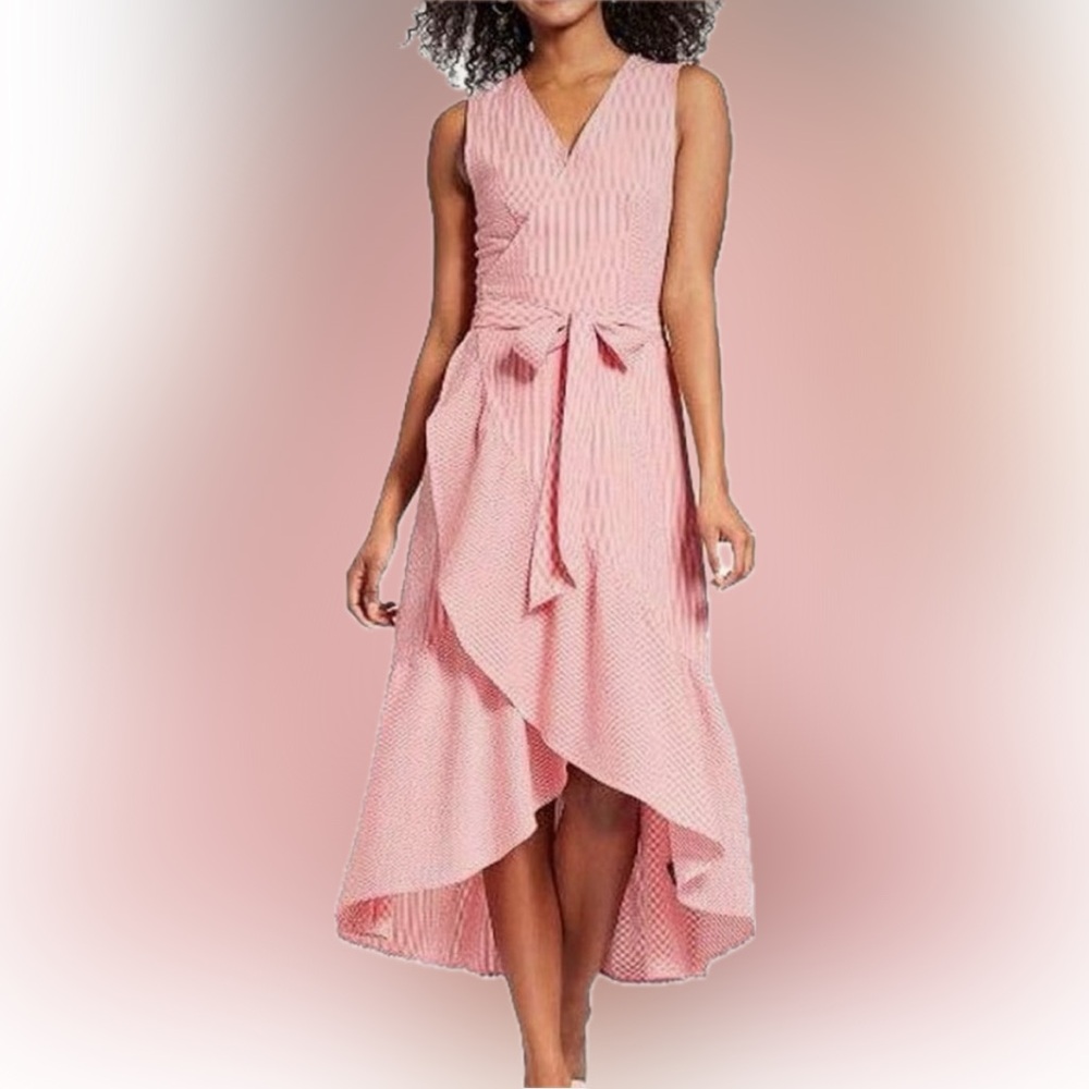 Seersucker Striped Wrap Dress with Tie